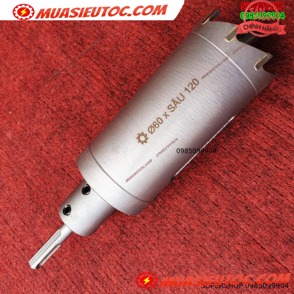 Mũi khoan rút lõi khoét tường gạch sâu Phi 60 x 120 mm không khoan bê tông, không khoan chế búa