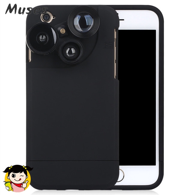 Muse07 Bộ Ống Kính 4 Trong 1:góc Rộng+Mắt Cá+Macro+Macro Cho Iphone 6 6s Plus 7 7 Plus