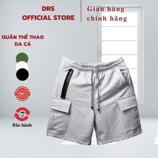 Quần đùi nam thể thao chất liệu da cá DRS, quần short tập gym nam túi hộp cá tính DRQ27