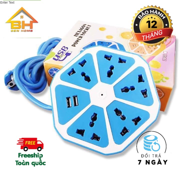 Combo 3 Ổ cắm điện lục giác tích hợp 2 cổng USB - Mẫu mới 2018