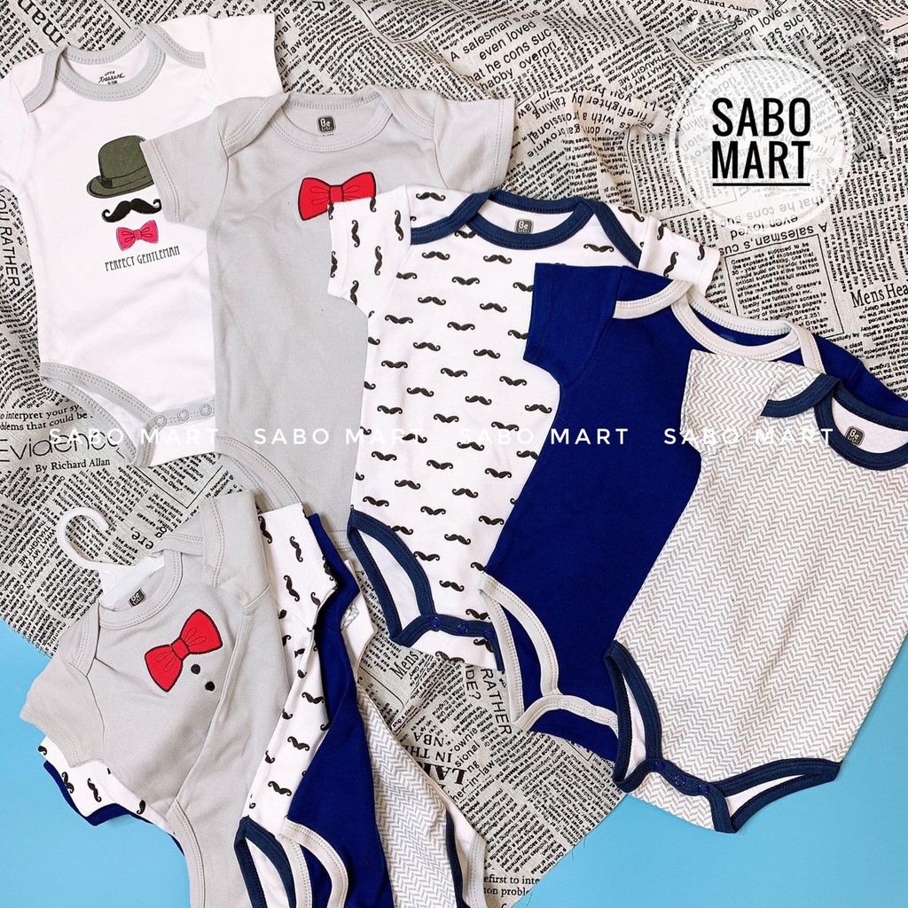 SET 5 Bodysuit Cộc Tay Belitii MŨ NƠ Siêu Đẹp Cho Bé Trai - SABOMART