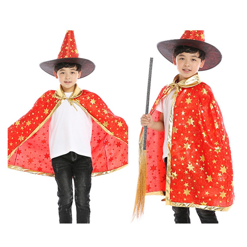 Set Đồ Hóa Trang Phù Thủy 2 Món Gồm Nón + Áo Choàng Phù Thủy Cho Bé Dịp Halloween
