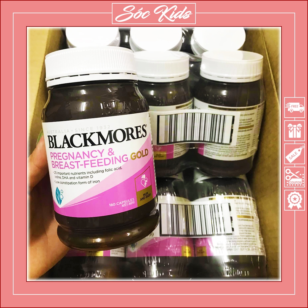 Vitamin Bầu Bú Blackmores Pregnancy &amp; Breast-Feeding Gold - CHUẨN ÚC | DATE 2024 | MẪU MỚI | 180 VIÊN | SÓC KIDS