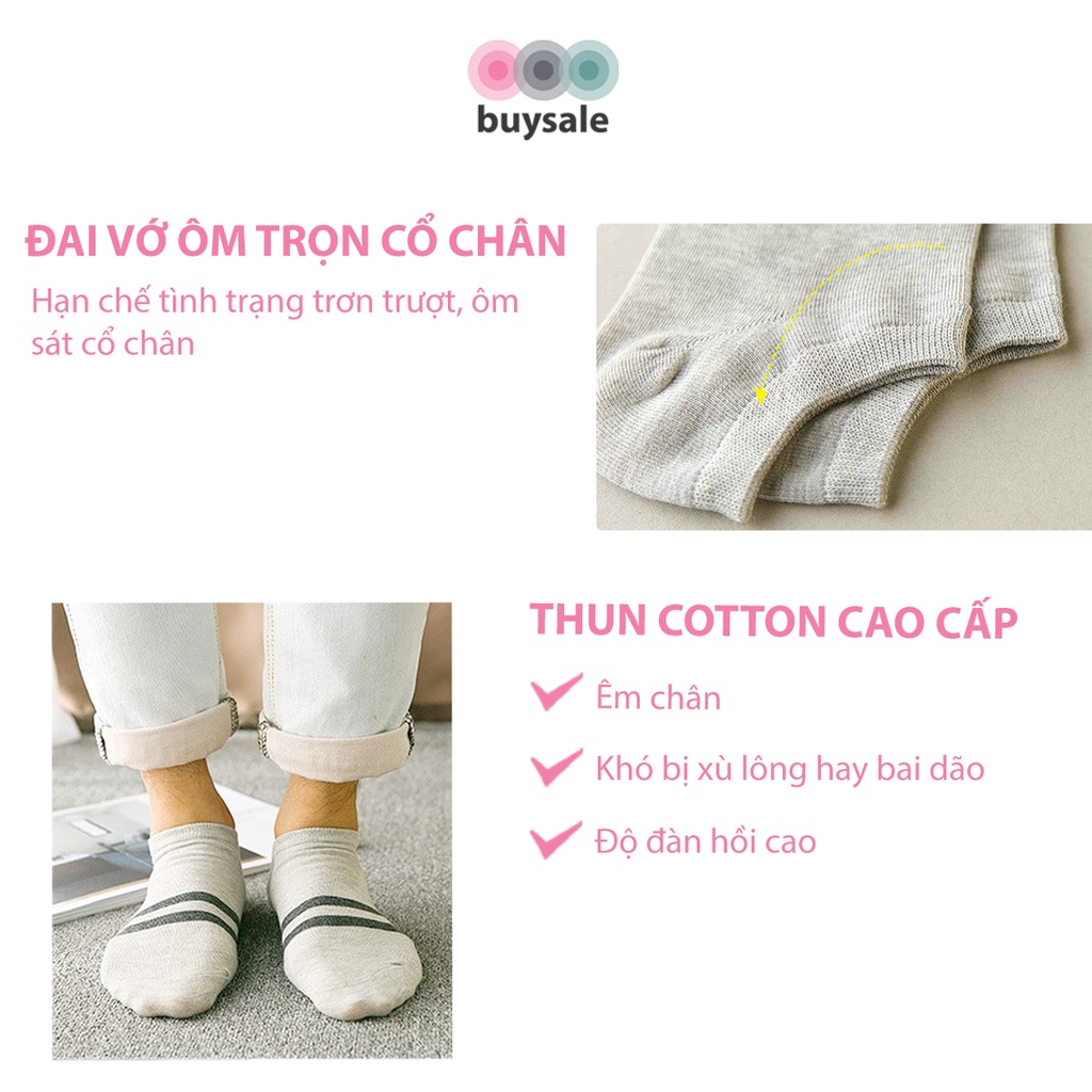Vớ cổ ngắn nam nữ, chất liệu cotton thoáng khí, phong cách năng động, họa tiết sọc ngang bàn chân - buysale - BSPK216