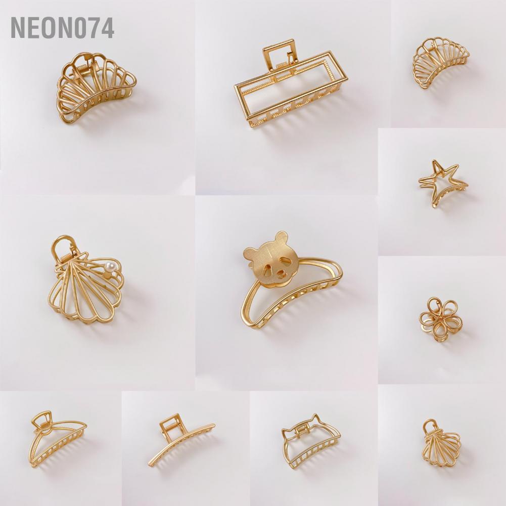 Neon074 Kẹp Tóc Kim Loại Nửa Búi Màu Vàng Nonslip Mũ bảo hiểm cho phụ nữ dài dày mỏng