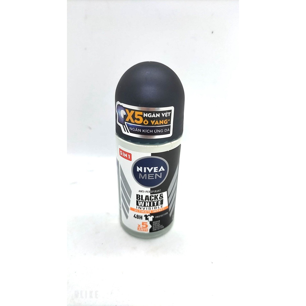 Lăn ngăn mùi Nivea Men Invisible For Black & White 50ml - ngăn vệt ố vàng hiệu quả