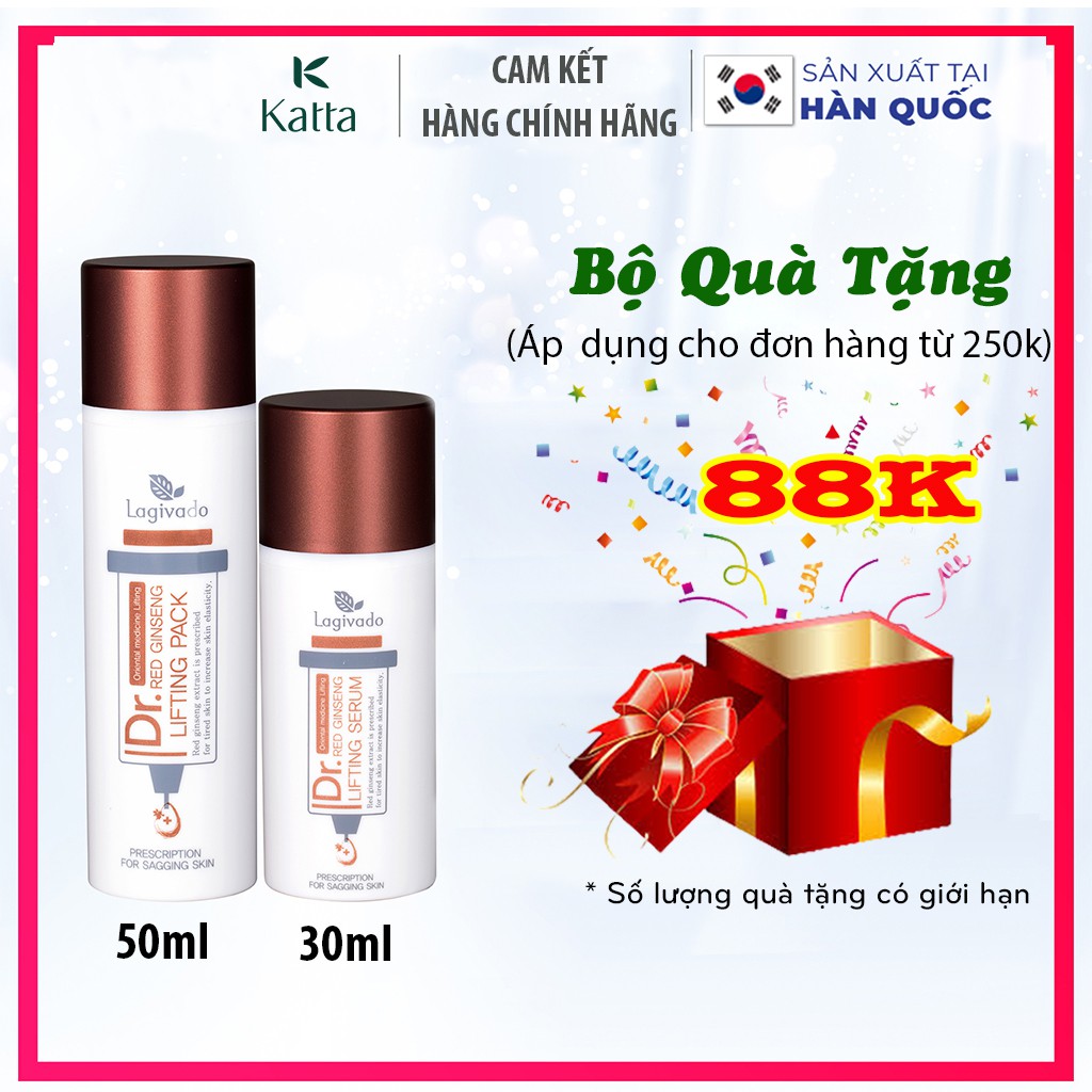 Bộ sản phẩm hồng sâm giảm mụn đầu đen Hàn Quốc thu nhỏ lỗ chân lông gồm mặt nạ hồng sâm 50 ml + serum 30 ml - Katta