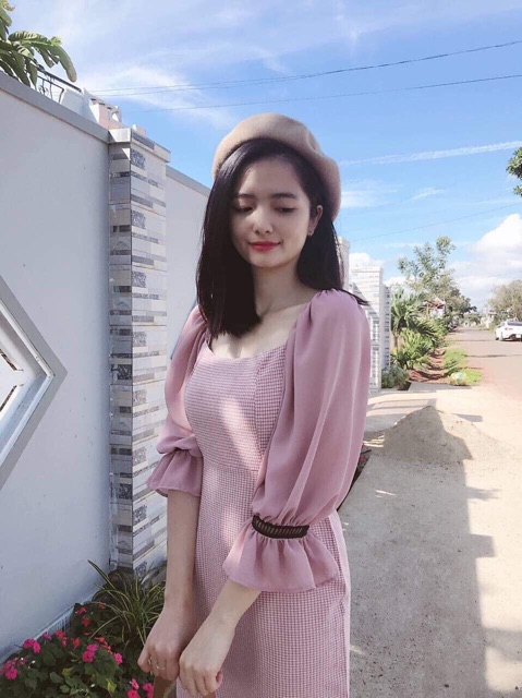 Đầm body caro nhí