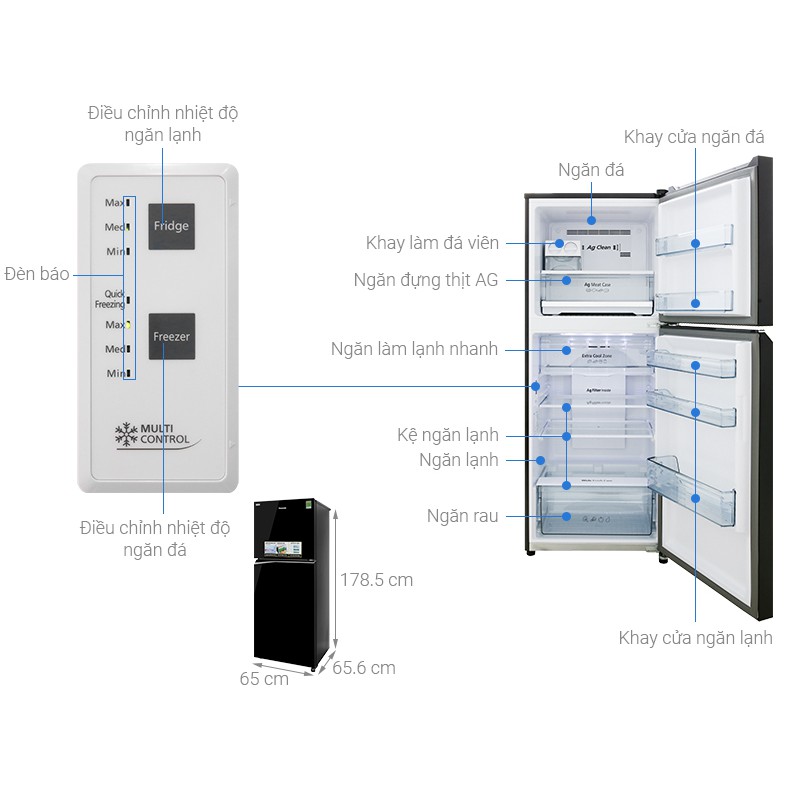Tủ lạnh Panasonic Inverter 366 lít NR-BL381GKVN - Bảo hành chính hãng 24 tháng, giao hàng miễn phí HCM
