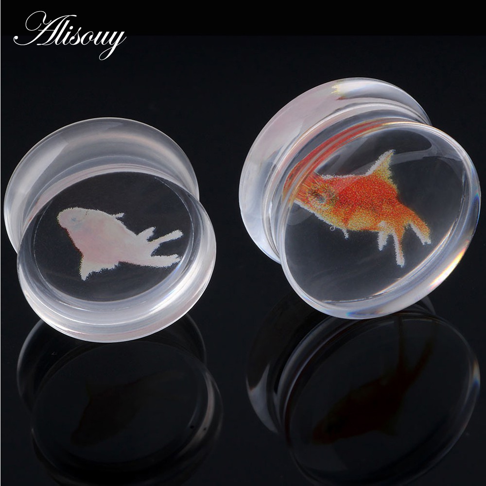 Bộ 2 Khuyên Nong Tai Hình Cá Bằng Acrylic Trong Suốt