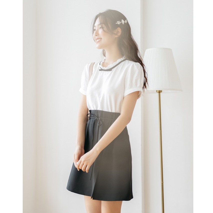 Sơ mi nữ thiết kế mosohali cổ bèo nơ 2 màu