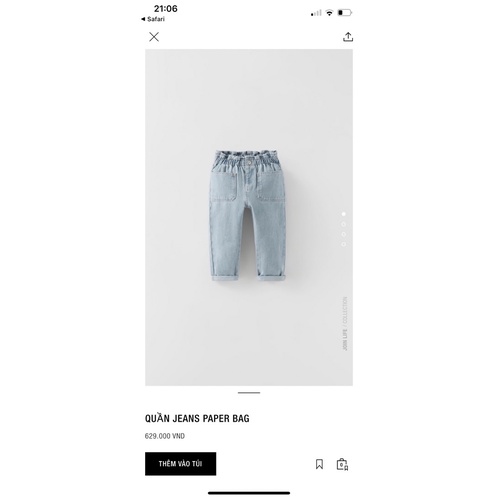 Quần jean baggy Zara cho bé gái và bé trai xuất dư xịn