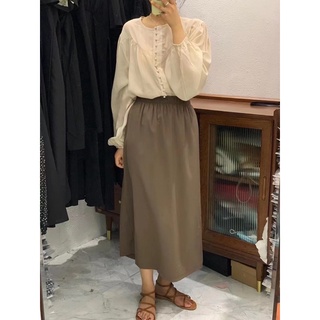 Áo sơ mi voan lụa cúc bọc 90203 CHERRYCOCO