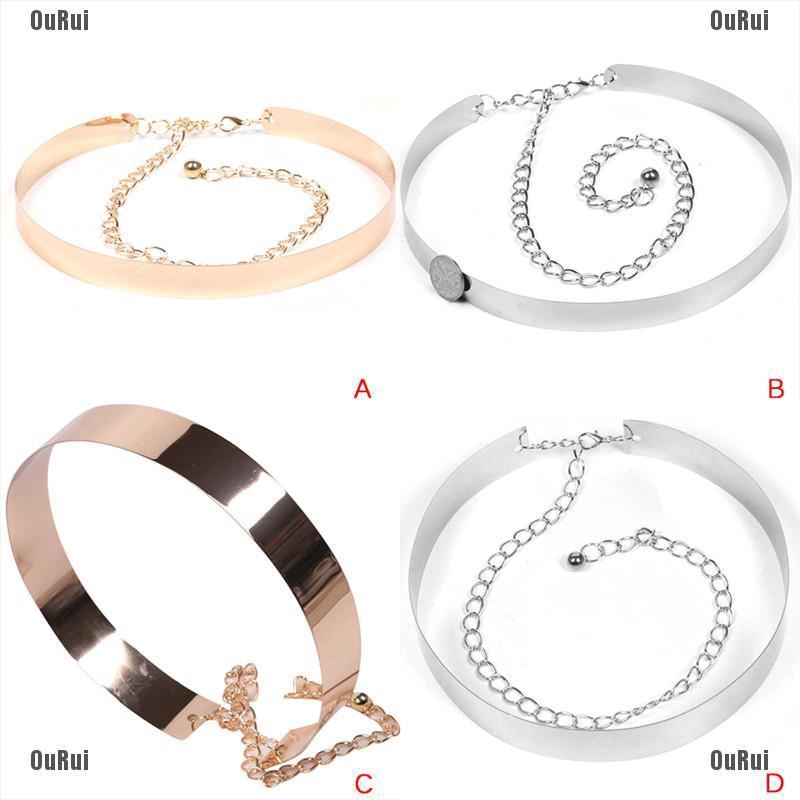 Thắt Lưng Bản Rộng 2-3.5cm Bằng Kim Loại Màu Vàng / Bạc Cho Nữ