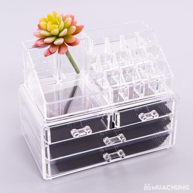 Kệ đựng mỹ phẩm mica 4 tầng, 4 ngăn kéo để bàn có khay để son đẹp sang trọng ( tuyển khách sỉ)