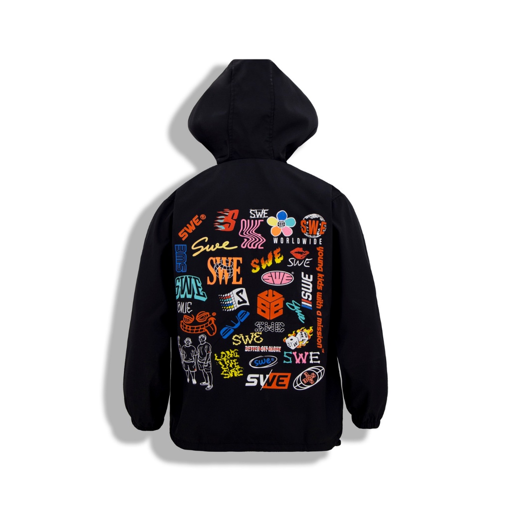 Áo khoác nam nữ SWE LOGOS JACKET Black dù hai lớp dày dặn chính hãng