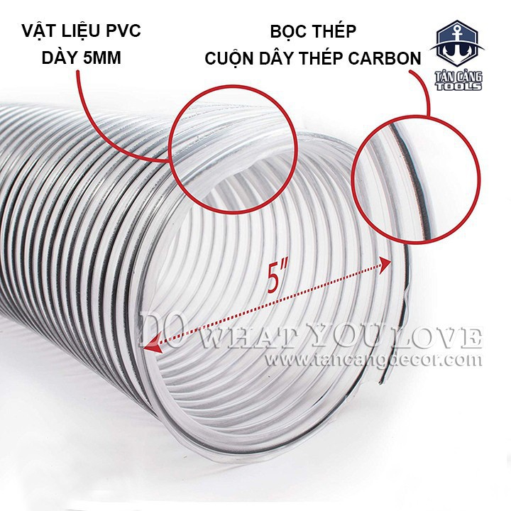 Ống Dẫn Hút Bụi Lõi Thép Phi 110 - 1 Mét