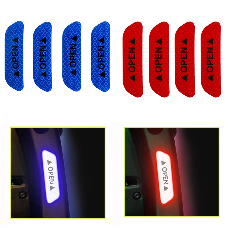 Bộ 4 Băng Keo Dán Phản Quang An Toàn Cho Cửa Xe Hơi Vào Ban Đêm