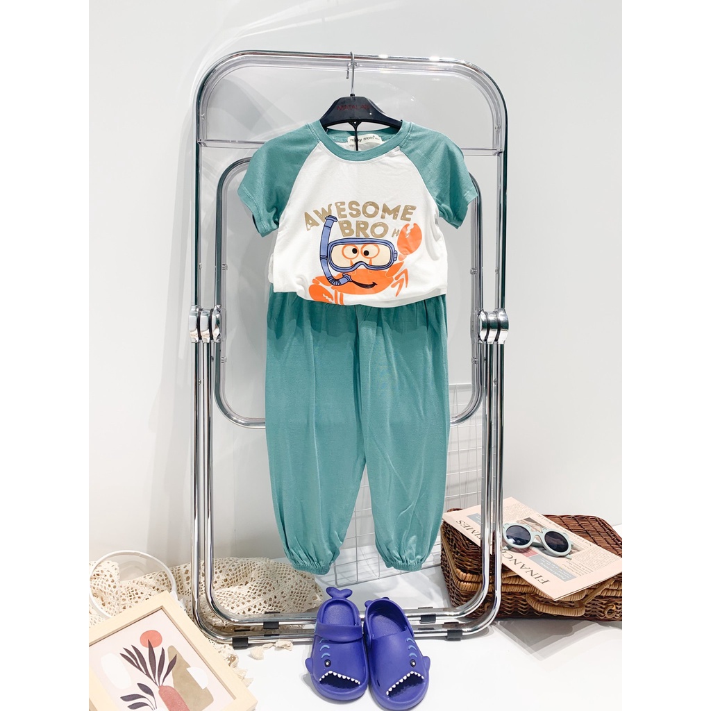 [Bé 7-27kg)] Bộ cộc tay ngắn tay quần alibaba thun lạnh Minky Mom in hình cho bé trai bé gái từ 7-27kg