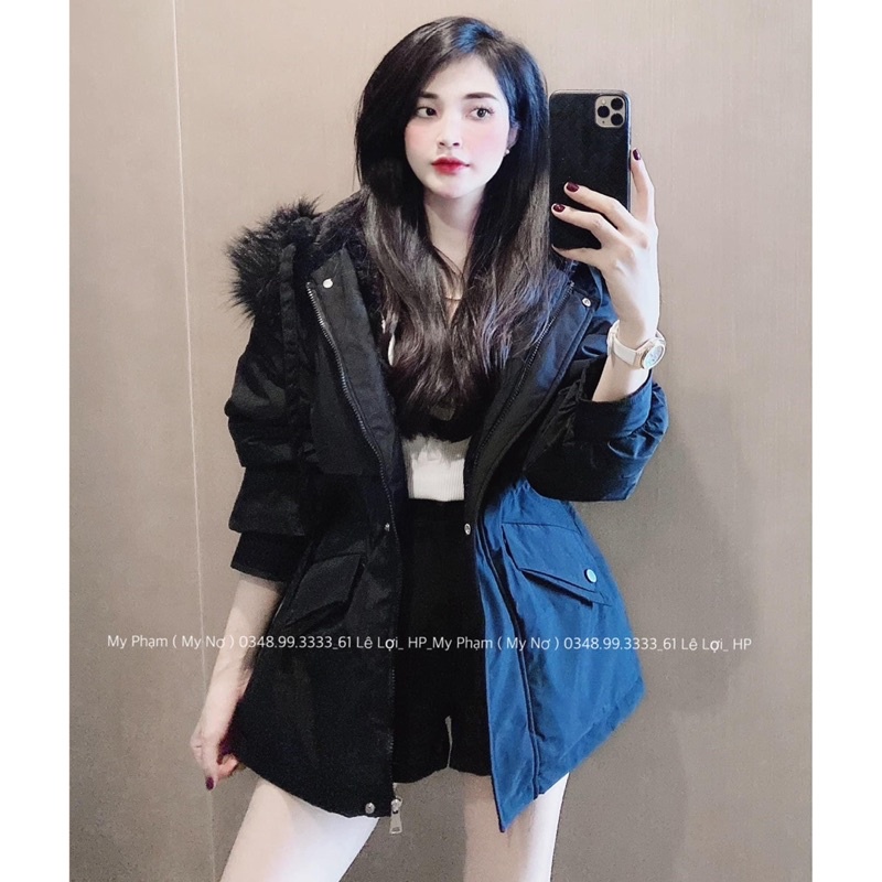 BÁN SỈ ÁO PARKA LÓT LÔNG QC TÚI CHÉO M962 CHO NỮ - Dây rút ngoài
