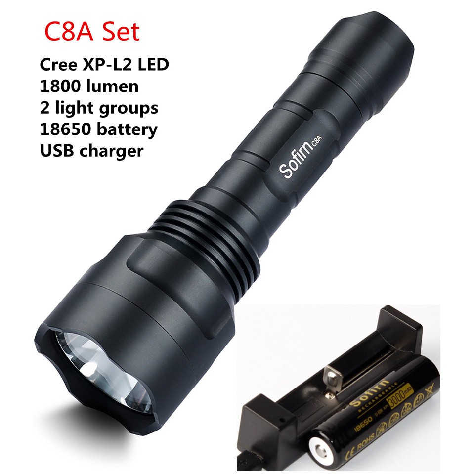 Đèn pin dã ngoại siêu sáng CREE XP-L2 C8A 3 chế độ chống thấm nước tiện lợi