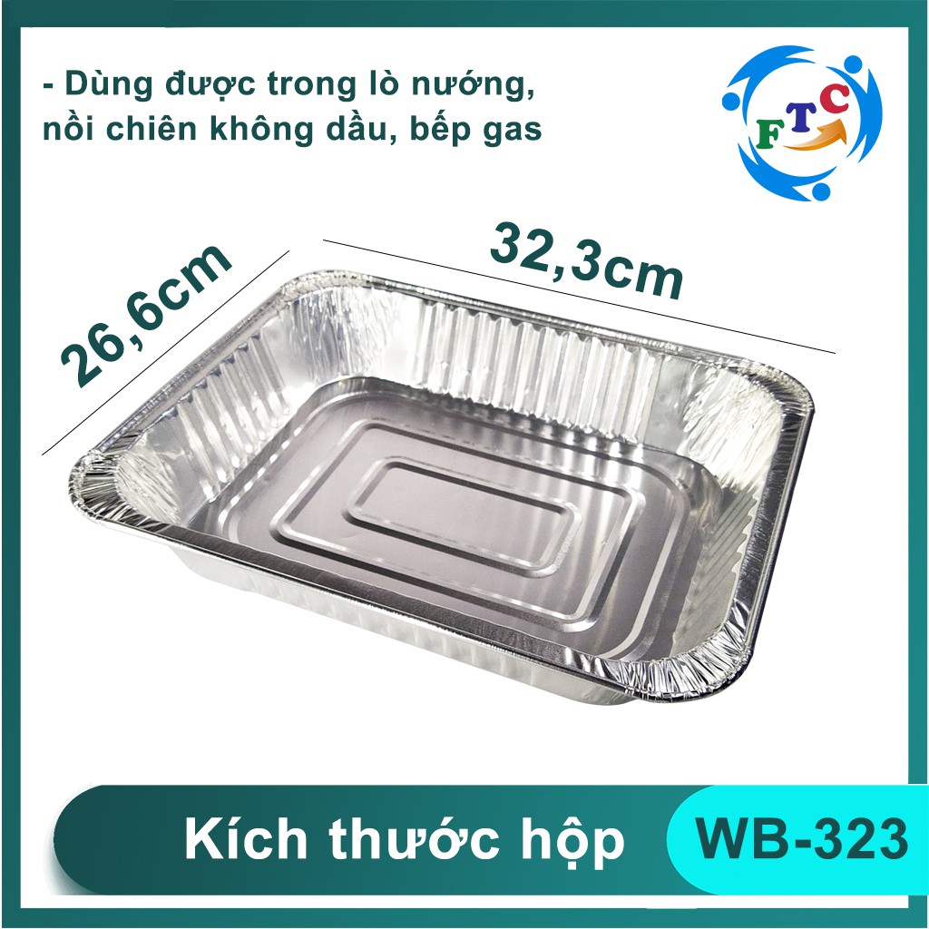 Khay nhôm Ftc hộp nhôm 3500ml giữ nhiệt 4h cao cấp dùng 1 lần MS323