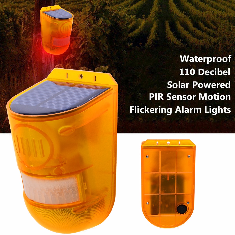 🔥🔥🔥Quality Solar Alarm Light Wireless IP65 Motion Sensor Outdoor Garden Security Lamp 110 Decibels Siren Strobe Security Alarm Solar Sound Warning Light
