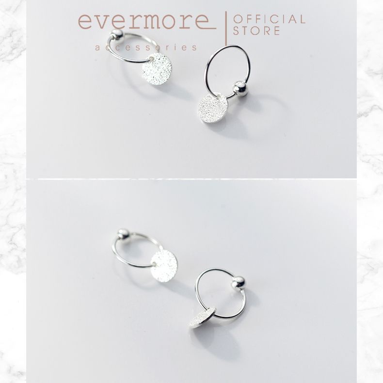 Bông tai bạc EVERMORE, khuyên tai thả tròn trơn bạc ý 925, phong cách thanh lịch, minimalism - H036