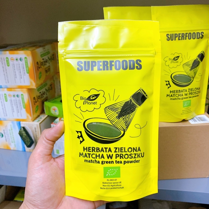 Bột trà xanh matcha hữu cơ nguyên chất BioPlanet 100g Chứng nhận hữu cơ EU