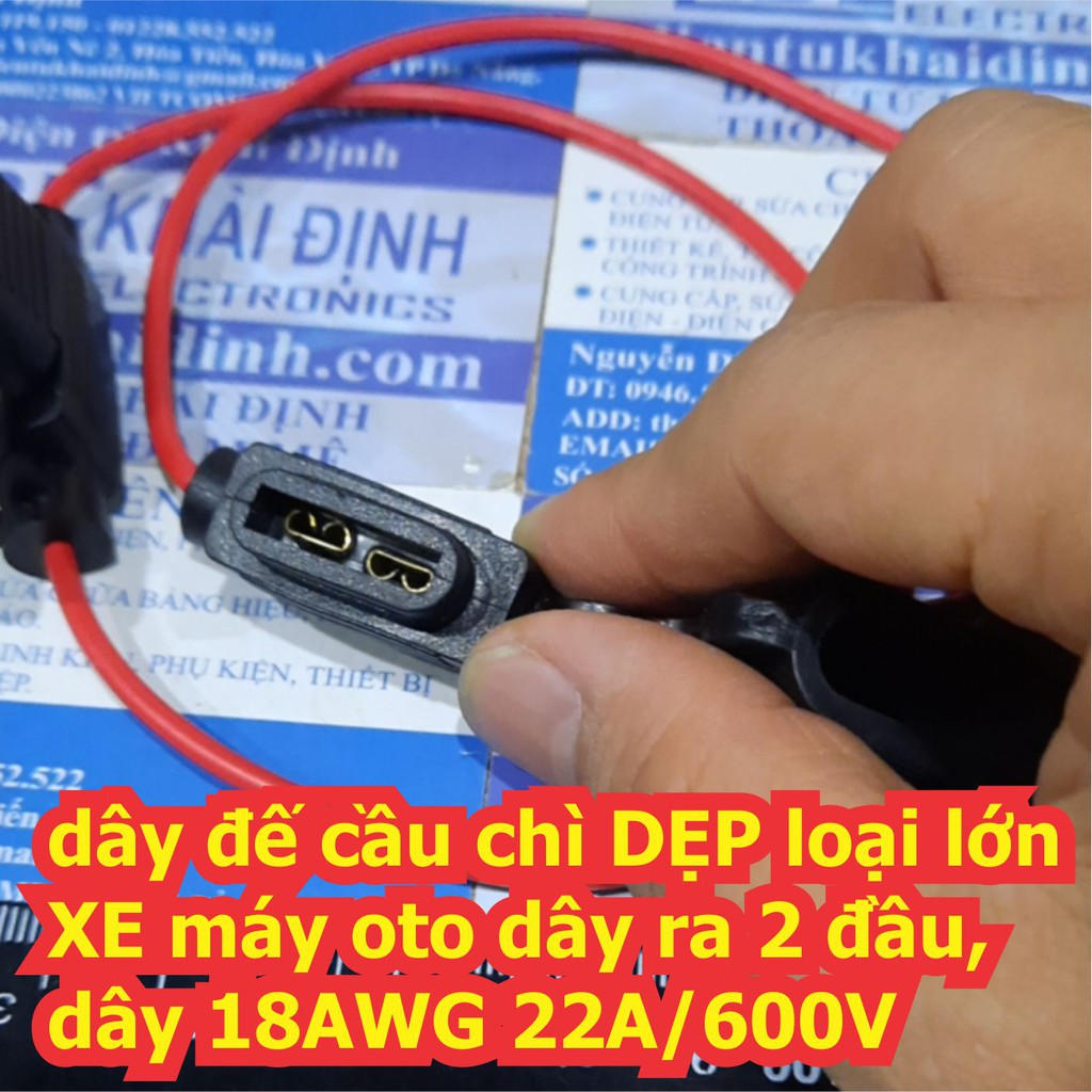 3 cái dây đế cầu chì DẸP loại lớn XE máy oto dây ra 2 đầu, dây 18AWG 22A/600V kde7039