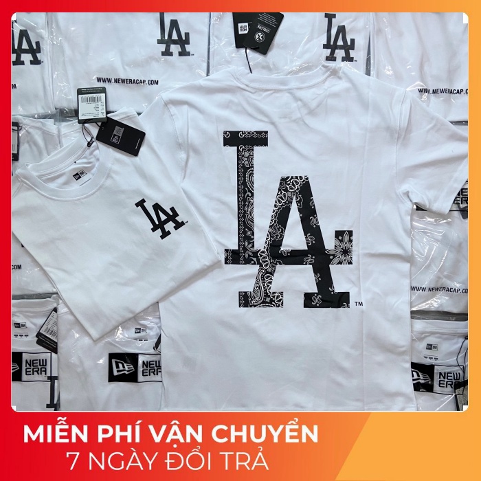 Áo Thun NewEra x MLB White Logo LA paisley Chữ Đen