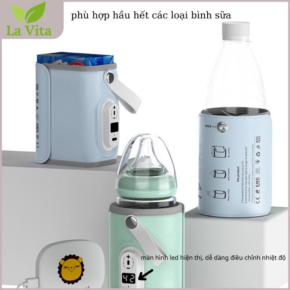 [Haobaby shop] Túi ủ giữ nhiệt bình sữa di động cao cấp, hâm sữa USB thông minh cho bé