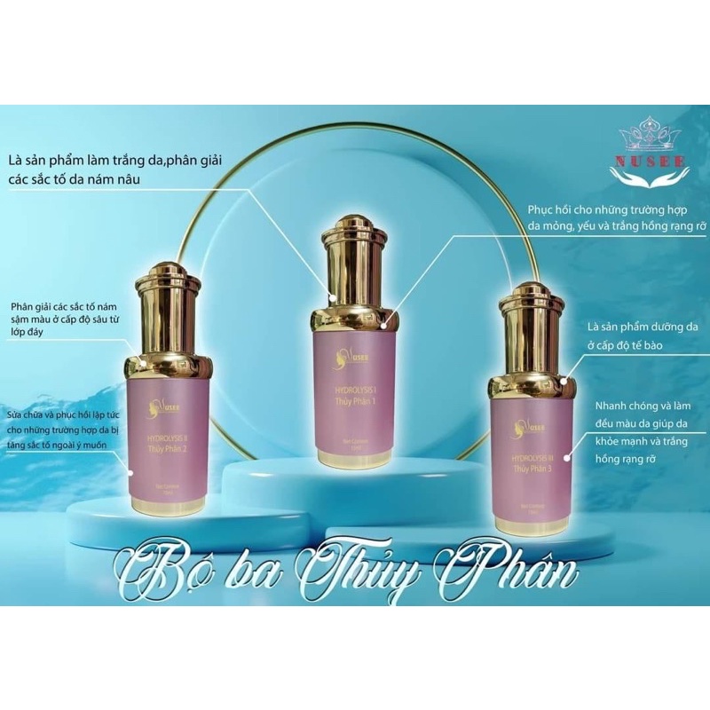 Bộ ba thuỷ phân nám Nusee 15ml , mộc mỹ nhân. Mỹ phẩm cao cấp