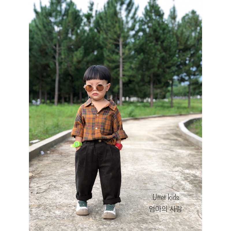 ÁO SƠ MI CARO HÀN QUỐC 9130 DÀNH CHO BÉ GÁI VÀ BÉ TRAI SIZE 80 ĐẾN 120