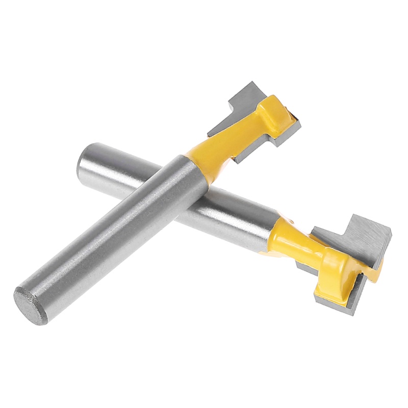 Set 2 Mũi Phay Router Hình Chữ T Chuôi Vàng 1 / 4 &quot;Chuôi Lục Giác Cho 3 / 8 '' &amp; 1 / 2 ''