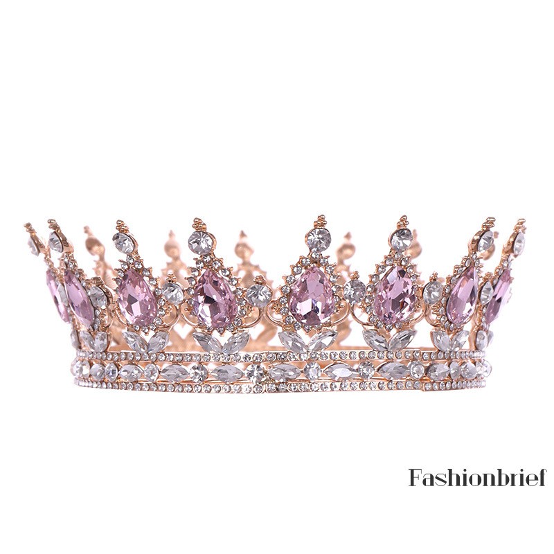 Vương miện hoàng hậu đính đá lấp lánh thiết kế phong cách cổ điển kích thước 43cm trang trí cho cô dâu