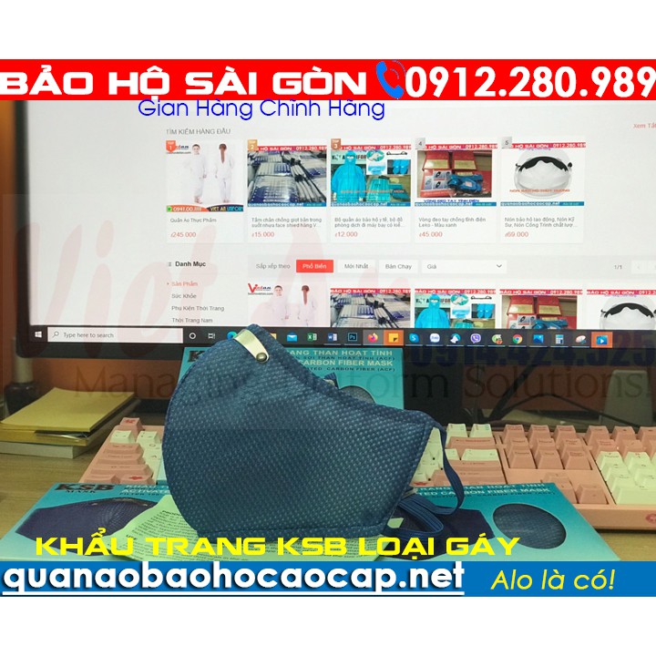 Khẩu Trang Than Hoạt tính KSB Mask Loại Gáy  (sử dụng được 1 tháng) hình chụp thật 100%