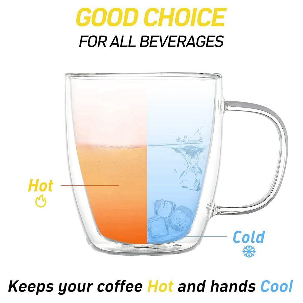 Cốc Thủy Tinh Hai Lớp Cách Nhiệt Bền Bỉ Độc Đáo Có Tay Cầm Cho Nhà Bếp