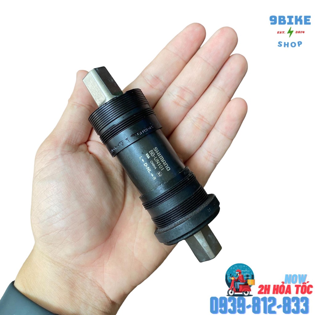 Cốt giữa trục giữa xe đạp Shimano BB-UN101 68 x 123mm - tặng kèm 2 ốc đầu giò đĩa
