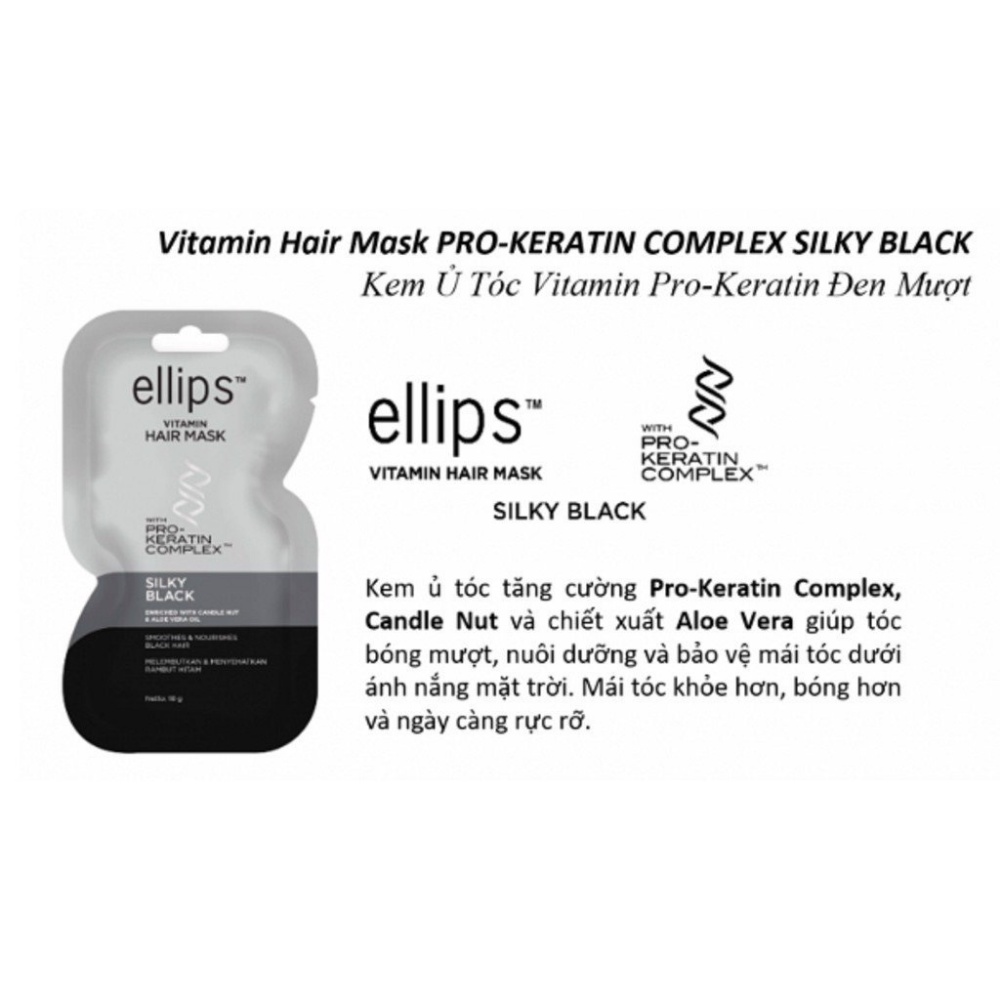 Ủ Tóc Ellips Vitamin Hair Mask Hair Repair Sily Black 18g