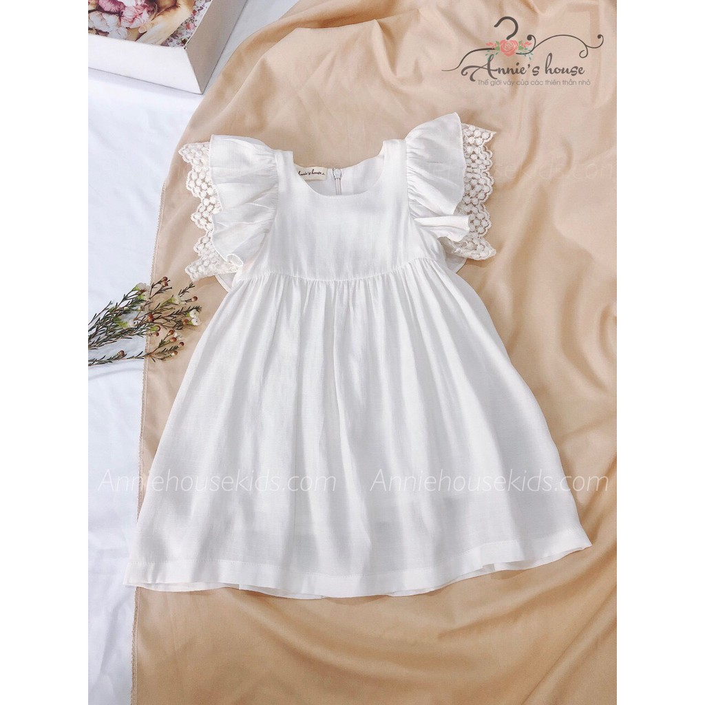 Đầm Annie PHỐI REN TAY NGẮN - LINEN XƯỚC