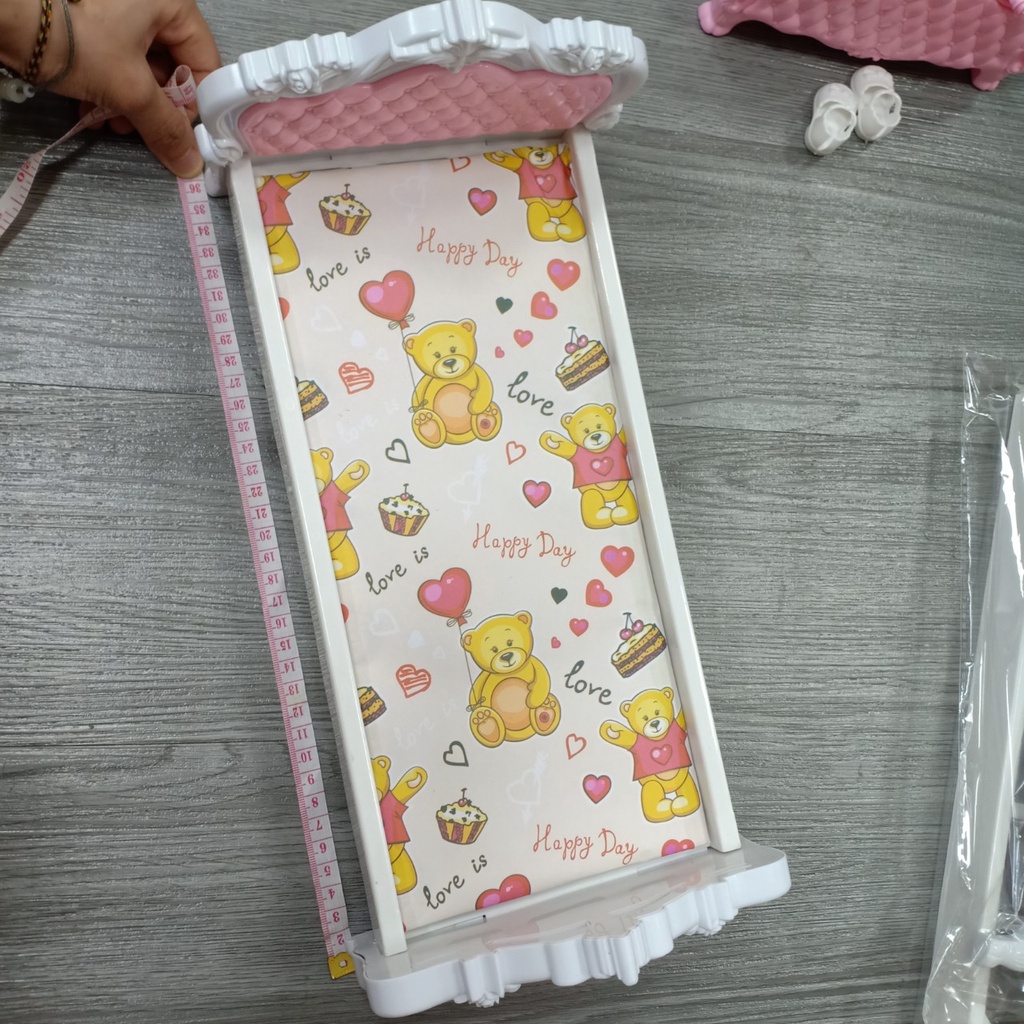 Giường ngủ cho búp bê hàng loại đẹp size to dài 37cm rộng 17cm