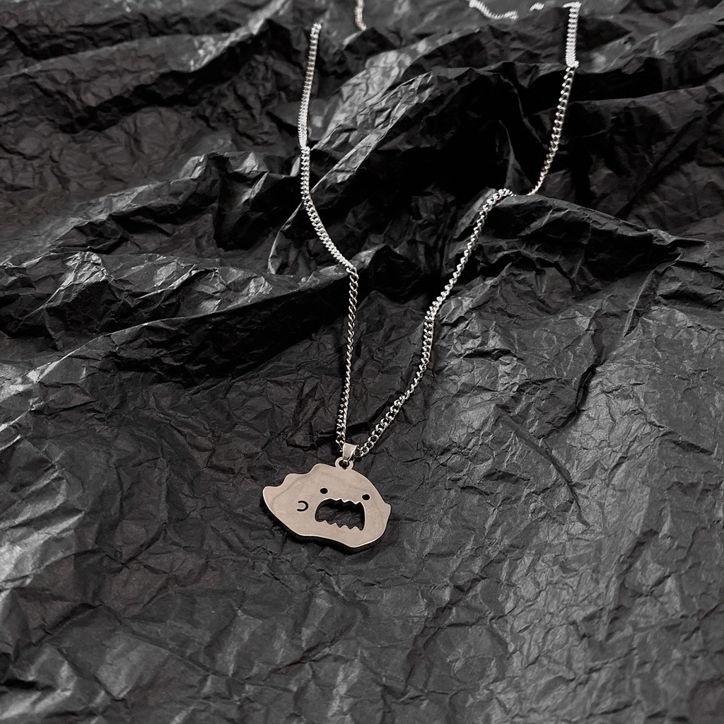 Hoạt Hình Vòng cổ Thép Titan Mặt Hình Quái Vật Nhỏ Phong Cách Hip Hop Đơn Giản