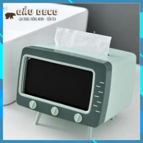 Hộp đựng giấy ăn hình tivi [FREESHIP]  Có khe để điện thoại tiện lợi – Sang trọng