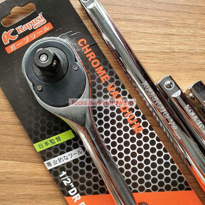 Bộ cần siết tự động đảo chiều hãng Kapusi Nhật Bản kèm 2 Tay nối dài khẩu hệ 1/2 inch