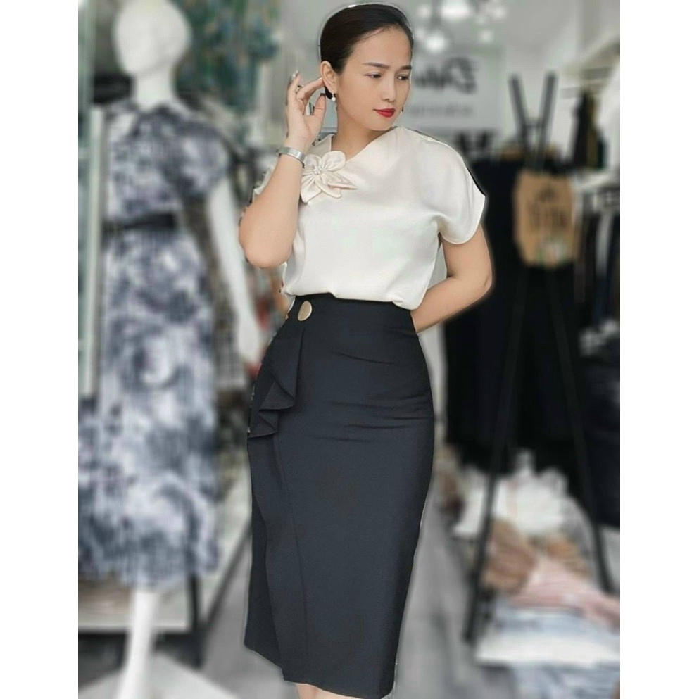 Min's Shoes - Chân Váy Thiết Kế Dây Bèo 1 Cúc CV64