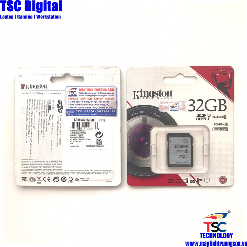 Thẻ Nhớ KINGSTON 32GB SDHC CLASS 10 UHSI 45MB/S_SD10VG2/32GBFR