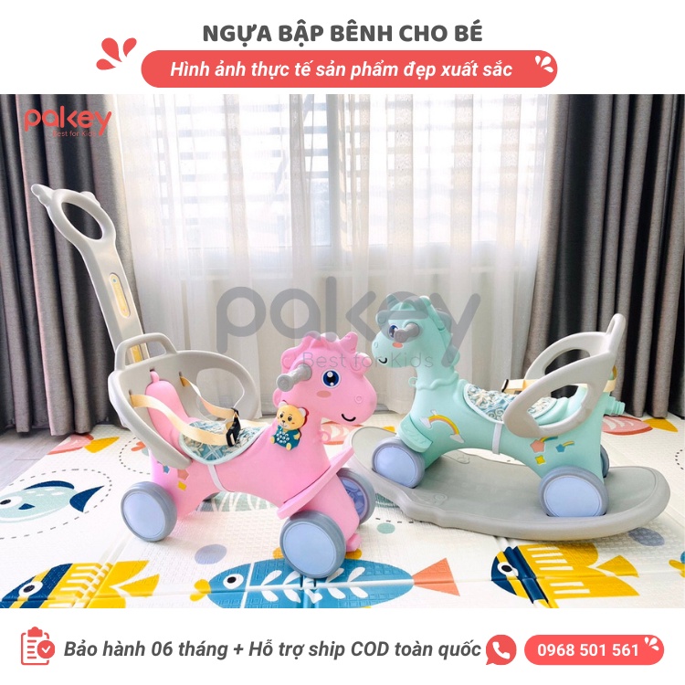 Ngựa bập bênh 3 in 1 có thể bập bênh, xe đẩy, chòi chân FULL nhạc đệm giá chắn an toàn