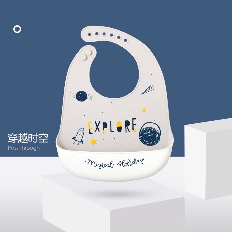 Yếm ăn dặm yếm silicone có máng hứng cho bé