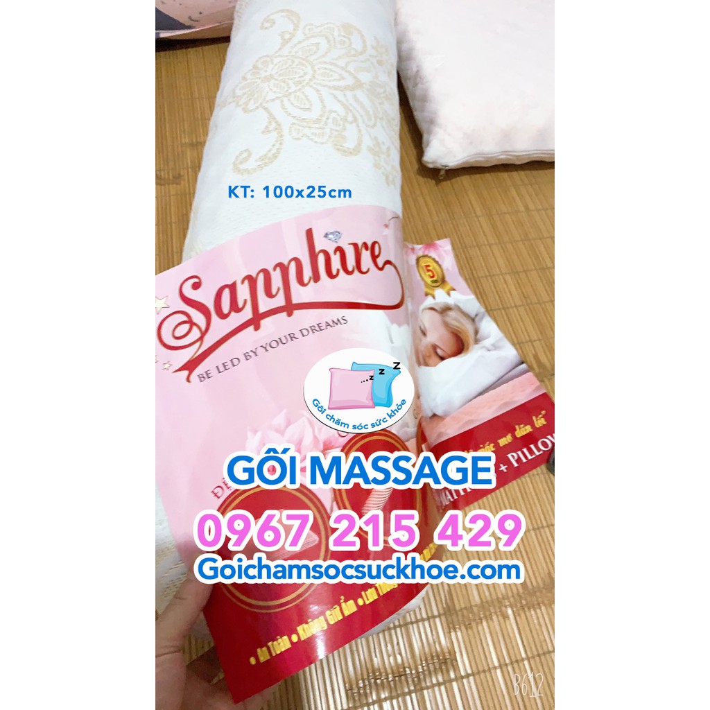 Gối ôm cao su foam Sapphire Massage - An toàn - Không giữ ẩm - Lưu thông khí - Thoáng mát cho 4 mùa